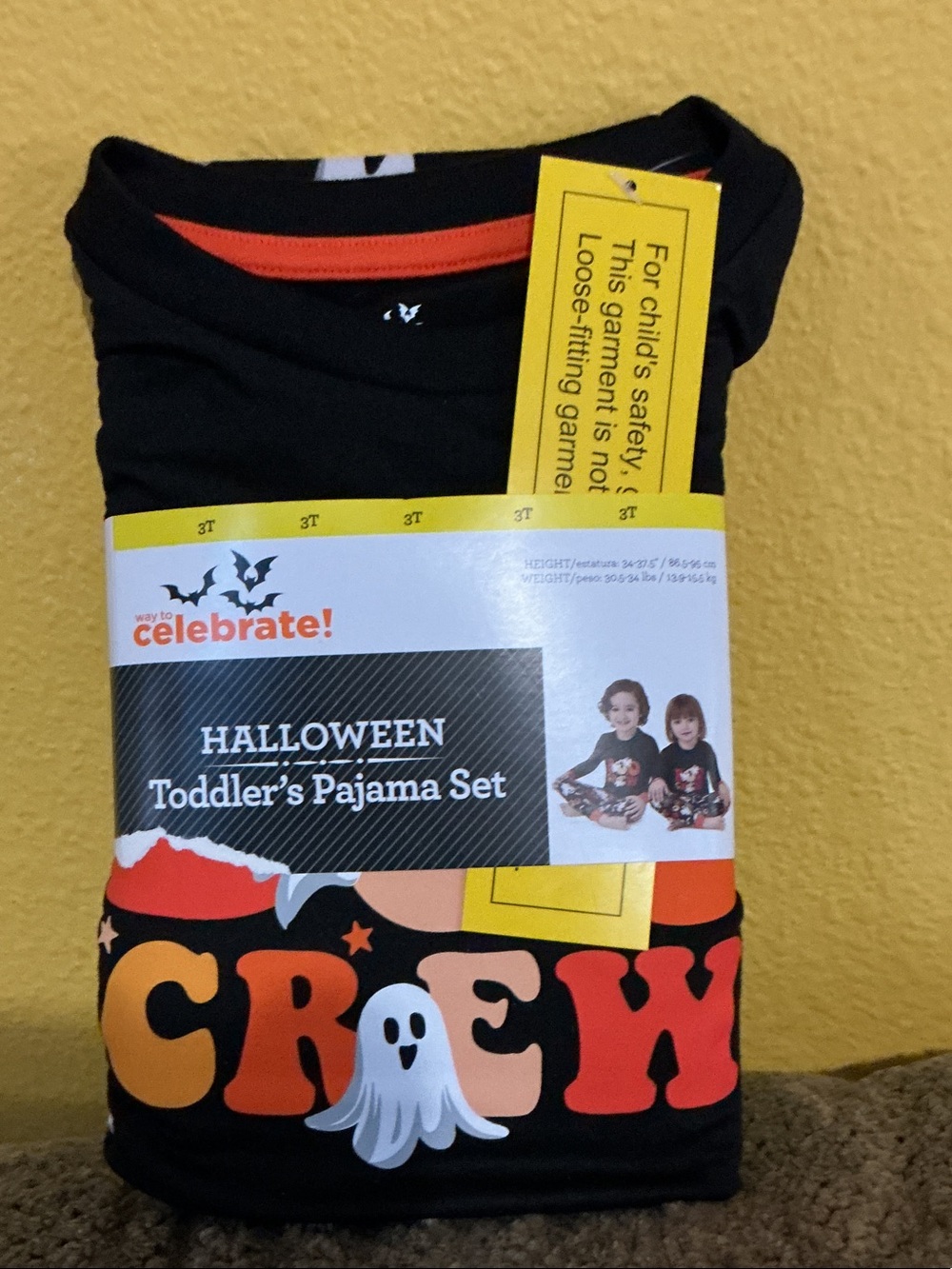 Halloween Toddler Pajama Set - Black & Orange nwt sz 3 kids